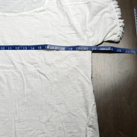 Short sleeved top cream blouse, fringe, XL - Picture 6 of 7